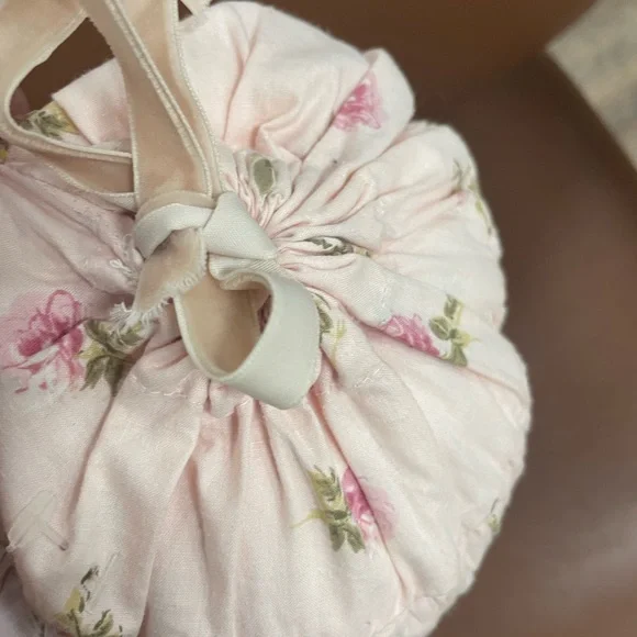 Shabby Chic Pink Floral Bolster Pillow - Picture 6 of 7